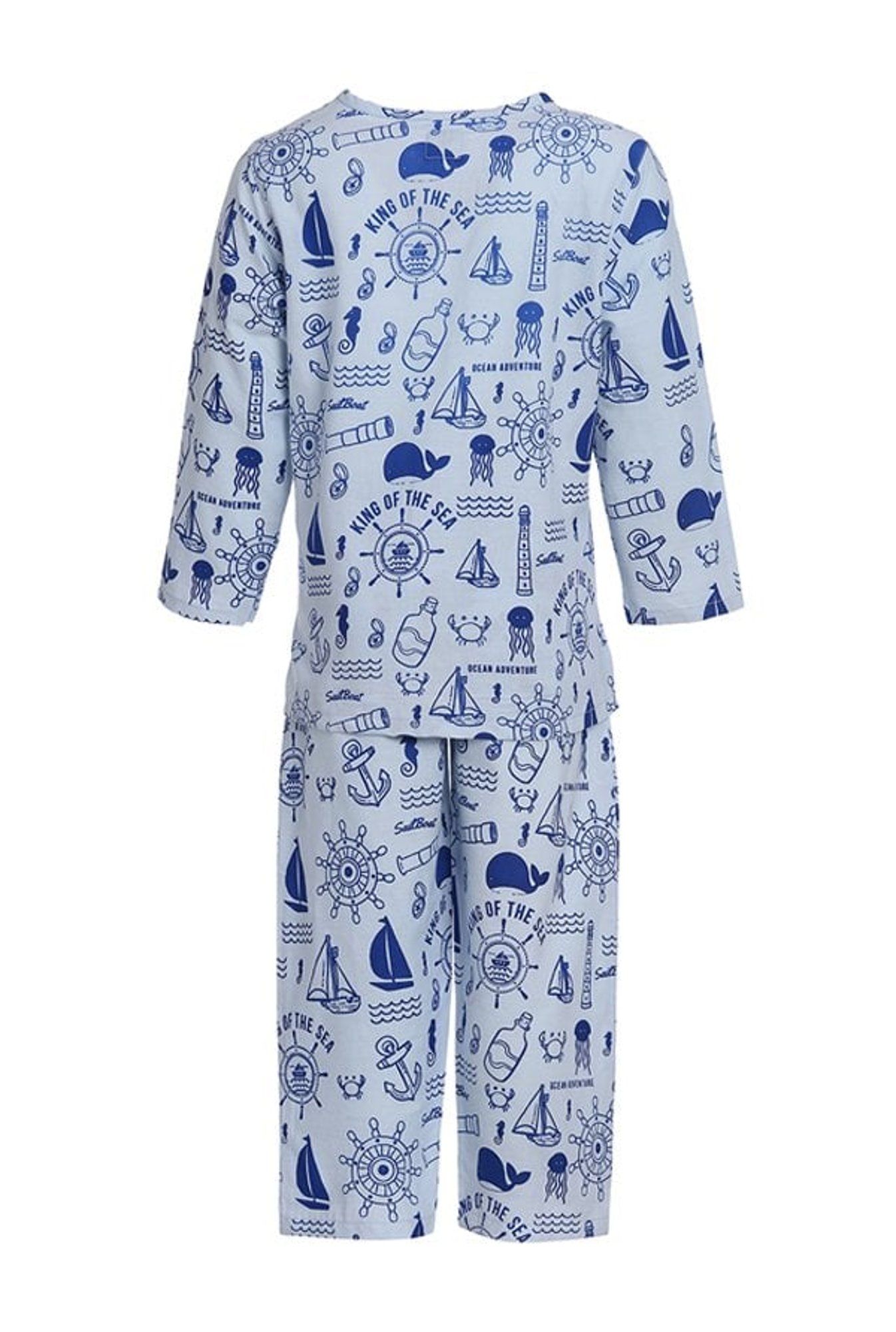 A Little Fable Boys Blue Printed Night Suit