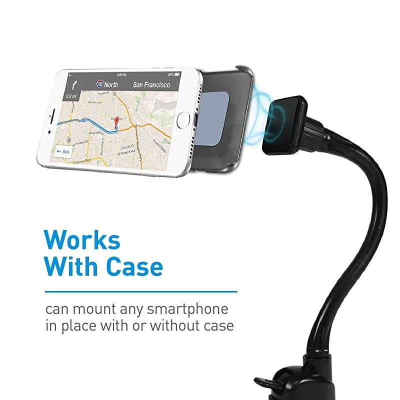 Magnetic Phone Car Mount Windshield Phone Holder for Car with 12 Long Arm Super Strong Magnet for All Smartphones Cell Phones iPhones Samsung Galaxies etc