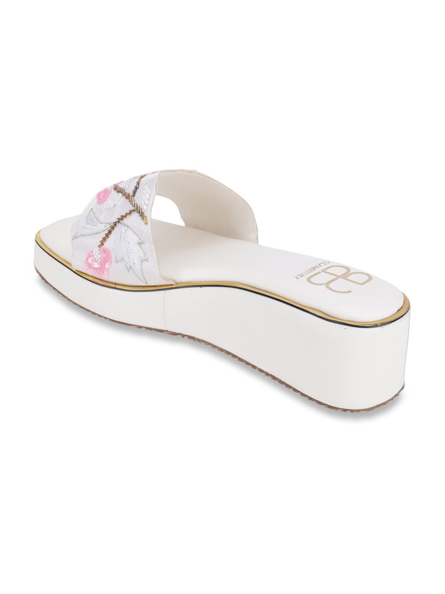 Glam Story Women's Masakali White Casual Wedges