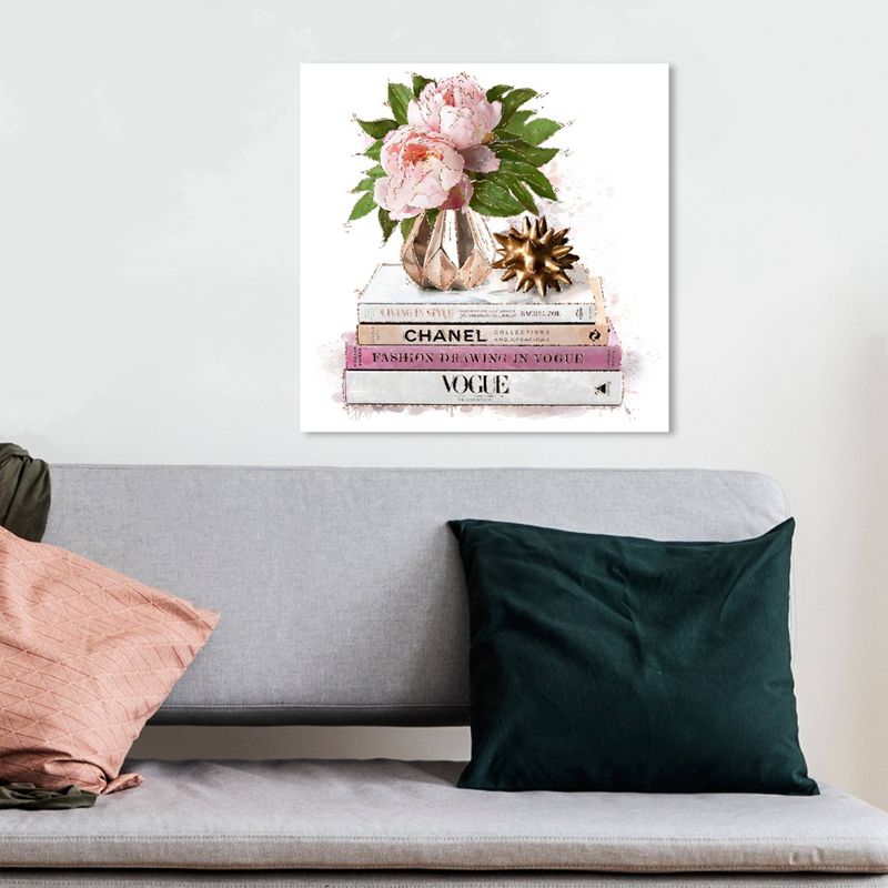 12" x 12" Doll Memories - Flowers n Fashion II Fashion and Glam Unframed Canvas Wall Art in Pink - Oliver Gal