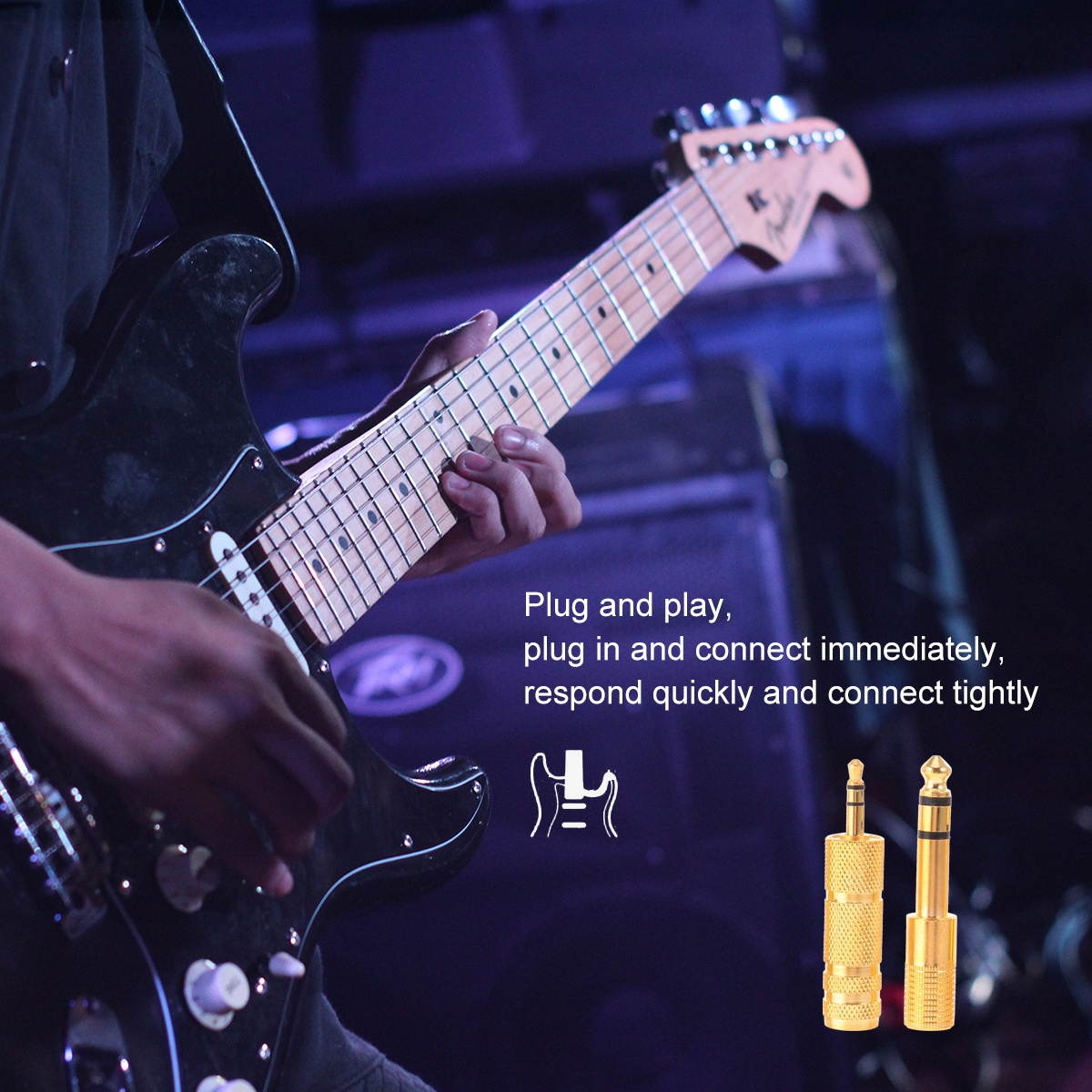 1 Bag 2 Sets 6.5MM Male to 3.5MM Female Jack Plug Audio Headset Plug Adapter Recording Adapter 6.5 3.5 Converter (Golden Silver)