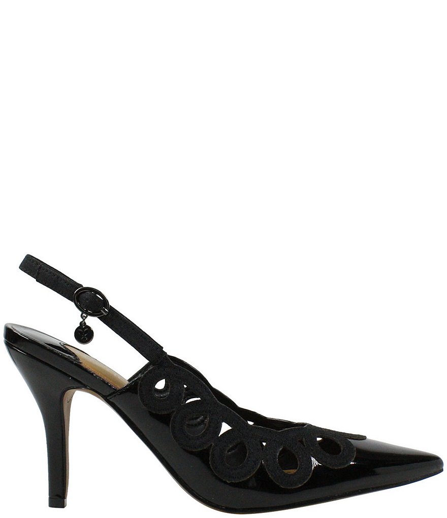 J. Renee Reghina Patent Cut-Out Detail Slingback Pumps