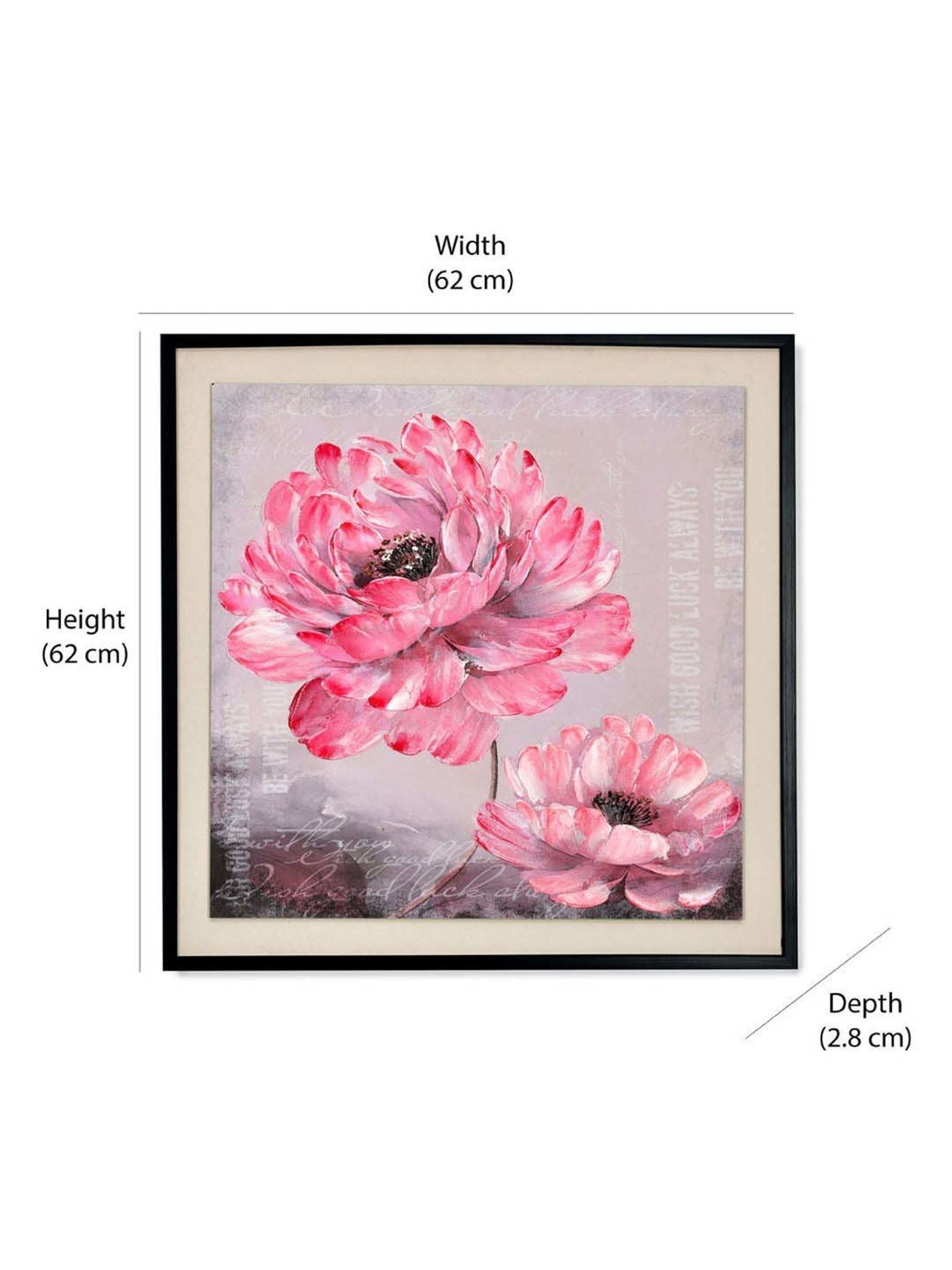 @home Pink Canvas Flower Wall Painting