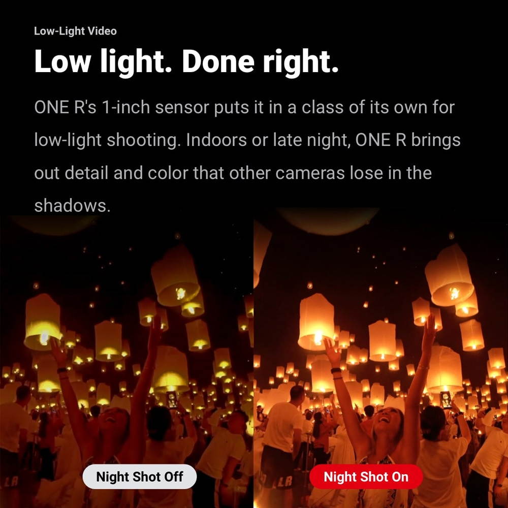 Insta360 ONE R 1-INCH EDITION Anti-shake Sports Action Camera 5.3K 30fps 1-Inch Sensor Wide Angle Lens 5M Body Waterproof Supports FlowState Stabilization Hyperlapse Voice Control Slow Motion Night