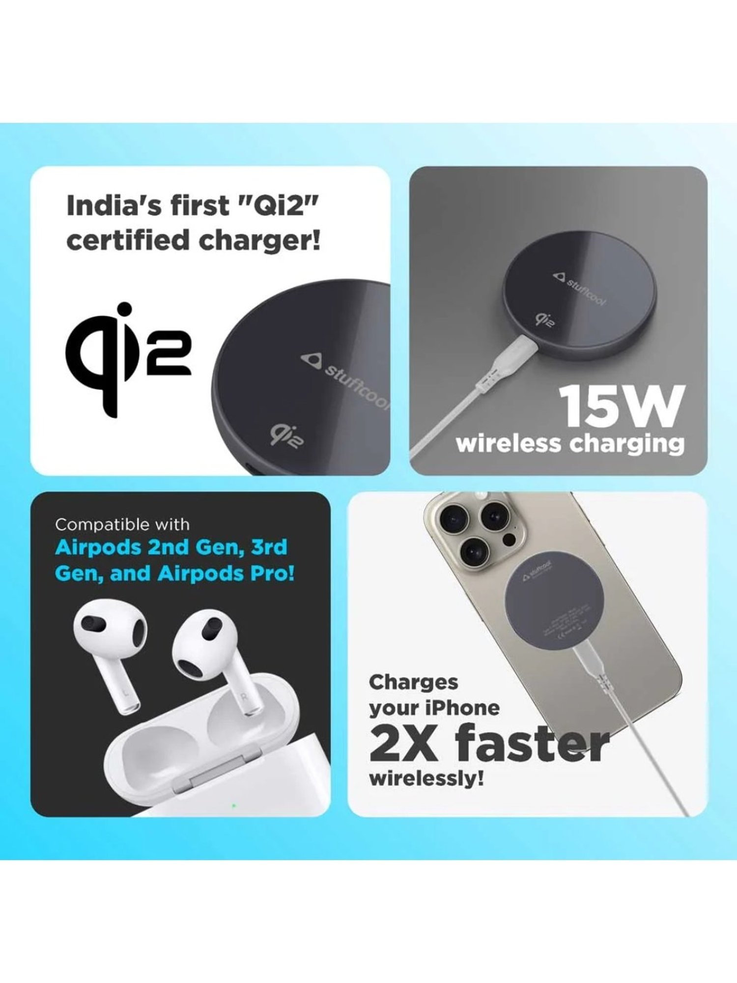 Stuffcool Revel Magnetic Wireless Charger with Qi2 Certification (Black)