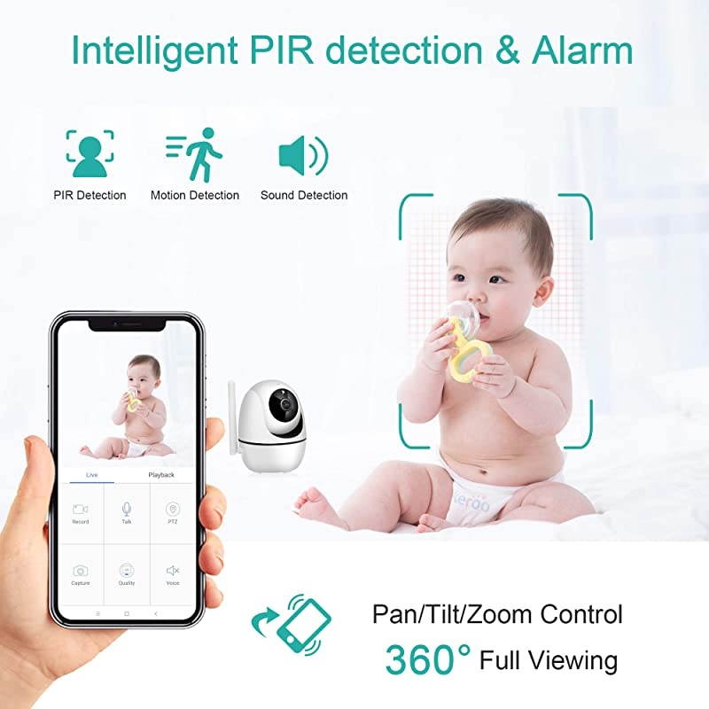 Security Camera WiFi IP Home CameraR2C 1080P HD Baby Monitor Wireless Pet Camera with AI Human Sound Detection Free Cloud Included 2Way AudioWorks with Alexa PanTilt Night Vision