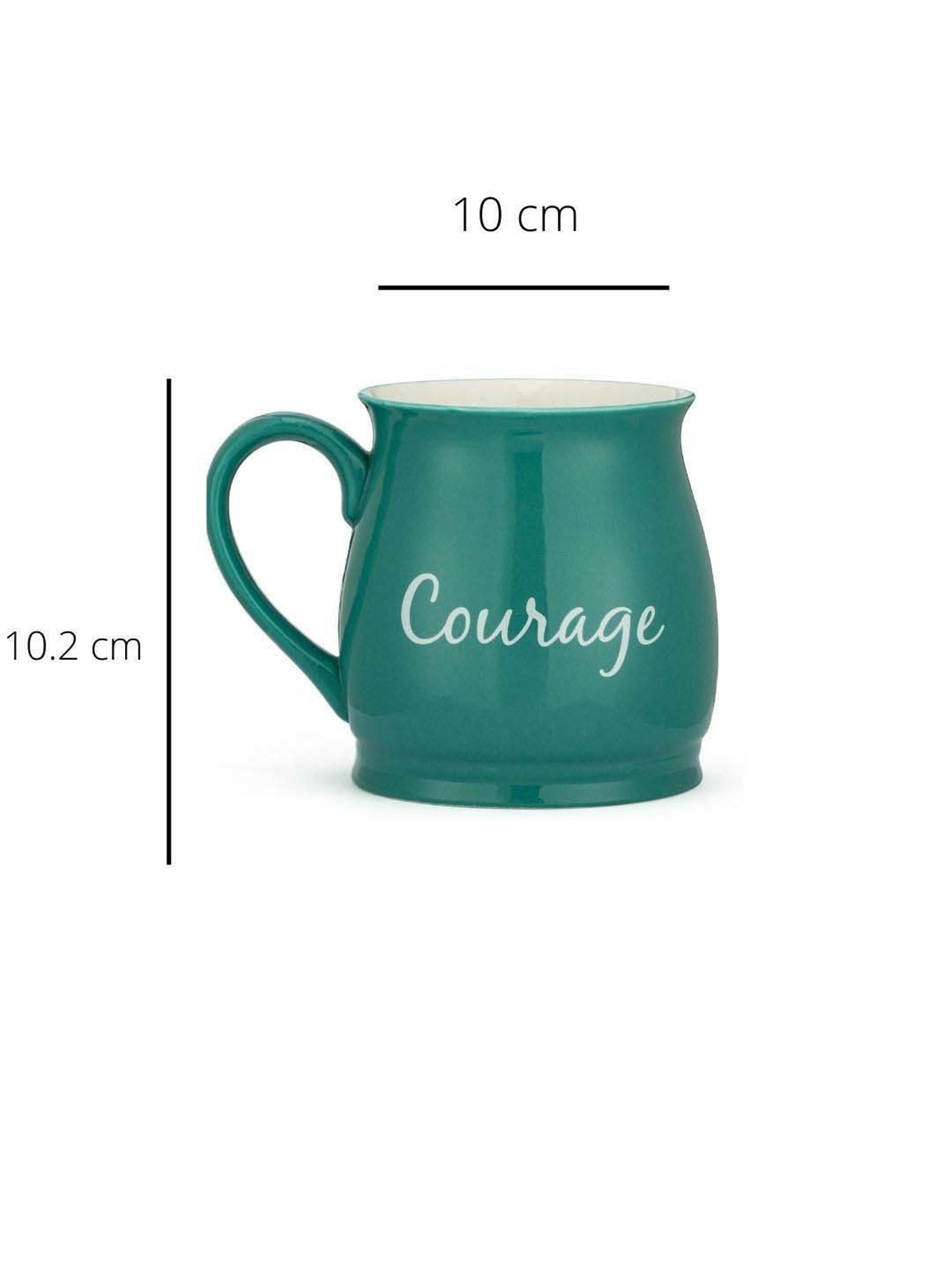 JCPL Pepper Green Ceramic Milk Mug (0.35 L) - Set of 2