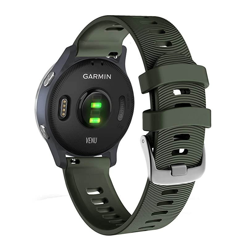 Garmin Venu GPS Smartwatch with AMOLED Display and Included  3 Straps Bundle (Granite Blue/Silver, Khaki/Red/White)