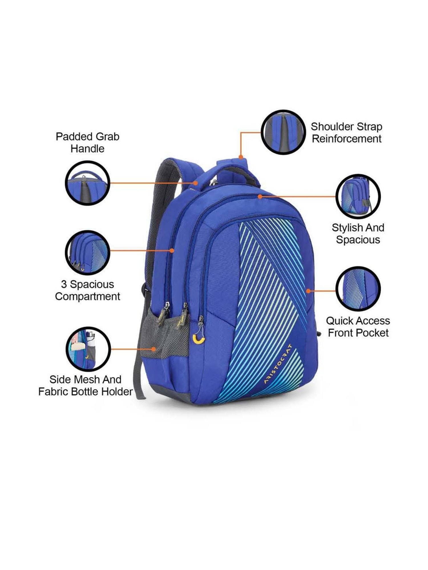 Aristocrat 27 Ltrs Blue Medium Backpack