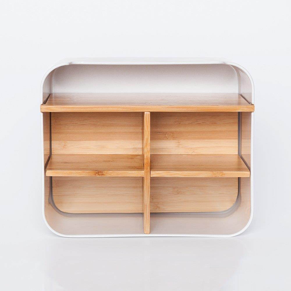 ZEN'S BAMBOO Desk Organizer Multifunction Office Supplies Storage Box Remote Control Holder Bedside Living Room Decor (Desk Organizer-S)