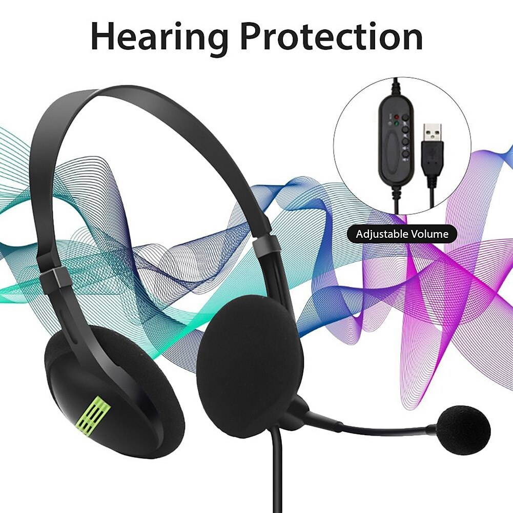 USB cable headset stereo PC recording and game surround sound compact call center office PC computer headset with microphone