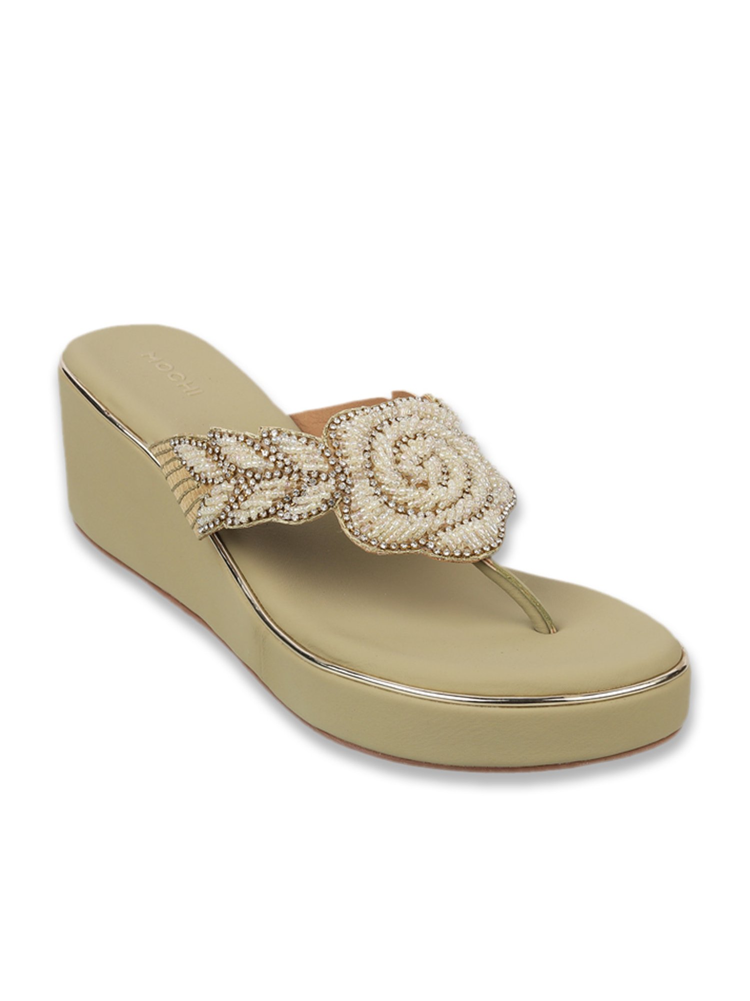 Mochi Women's Green Thong Wedges