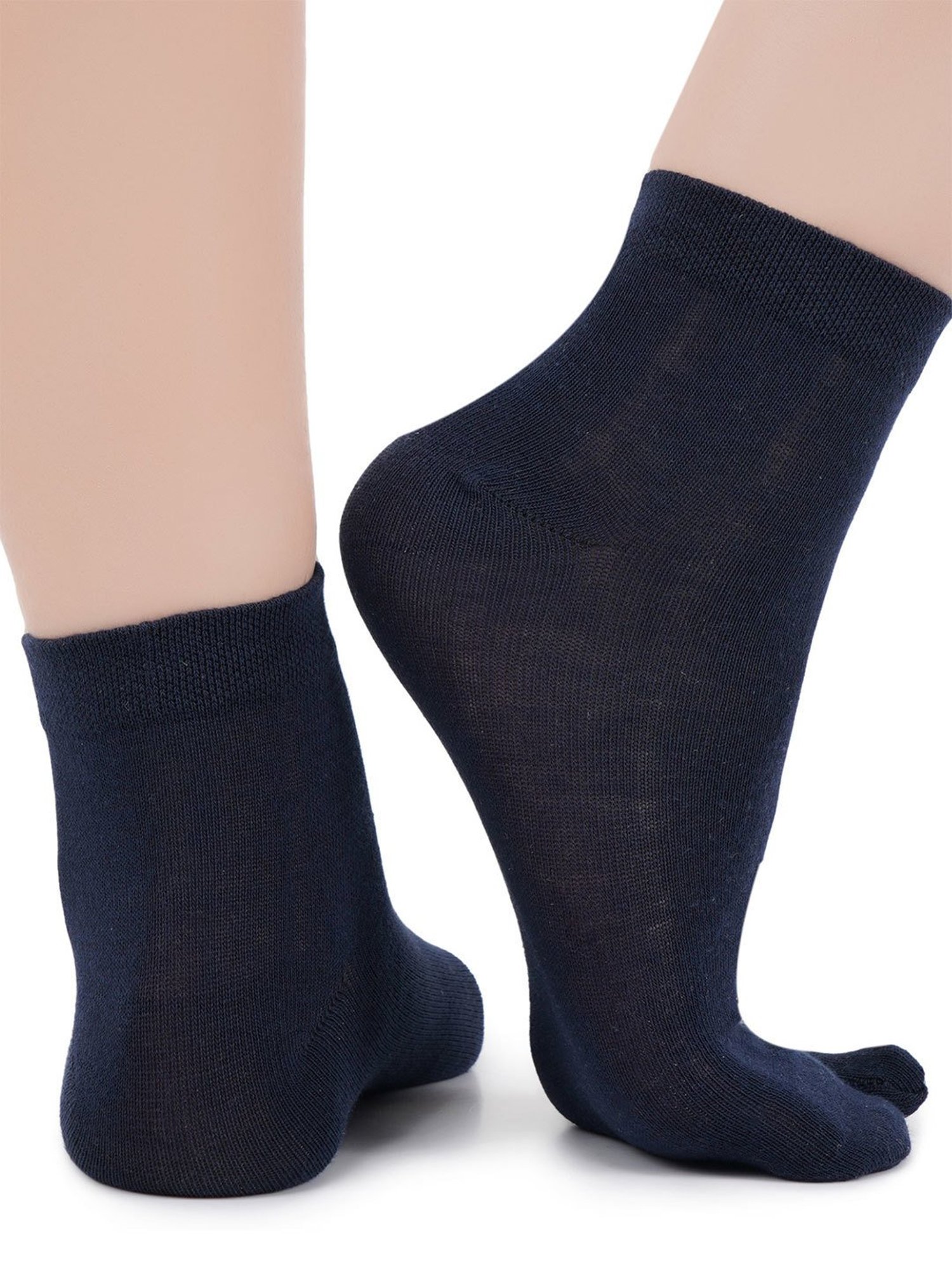 NEXT2SKIN Navy Ankle Length Cotton Thumb Socks (Pack of 3)