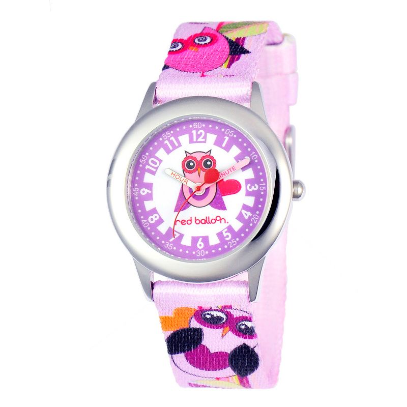 Disney Girls' Red Balloon Love Owl Stainless Steel Time Teacher Watch