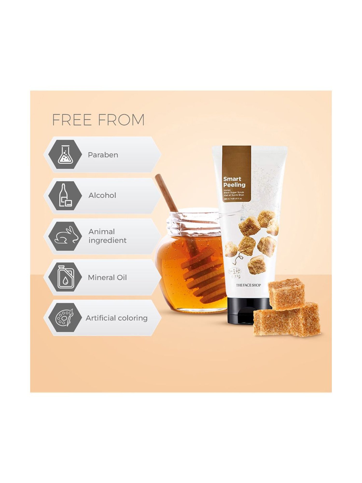 The Face Shop Smart Peeling Honey Black Sugar Scrub for Blackhead & Whitehead - 120 ml