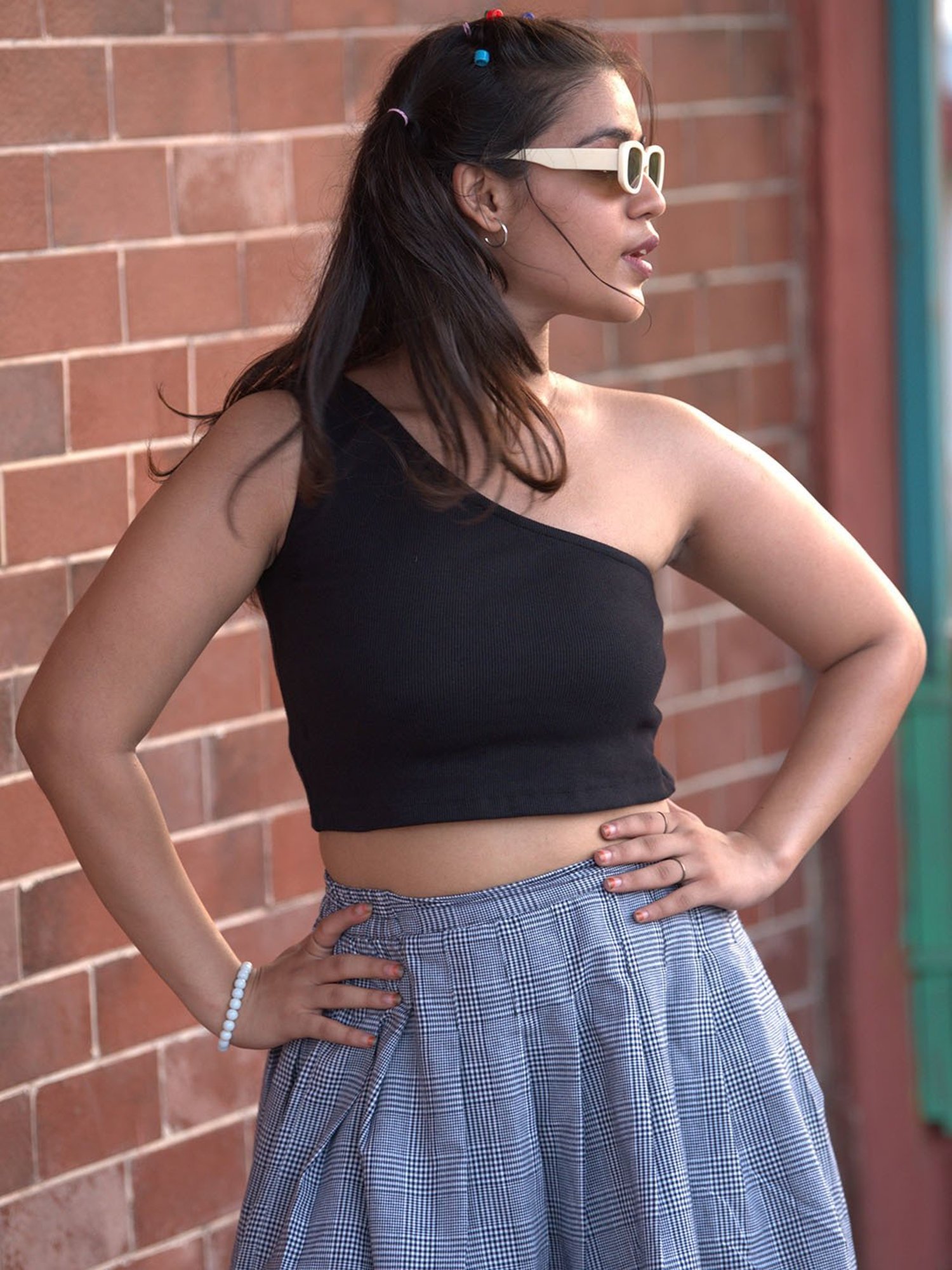 LilPicks Kids Teal Solid Crop Top