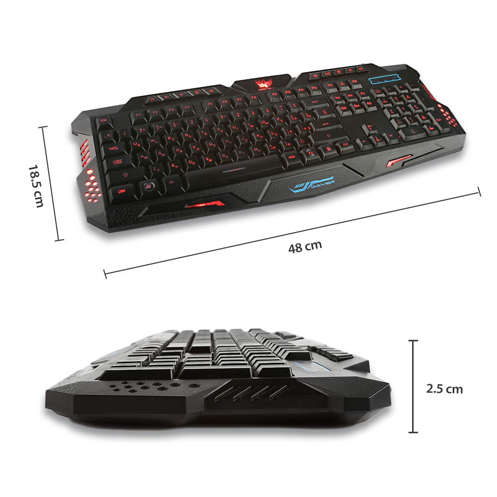 Bilingual Russian/English 3 Backlight Modes USB Wired Russia Gaming Keyboard with Adjustable Light Brightness for PC Desktop LOL