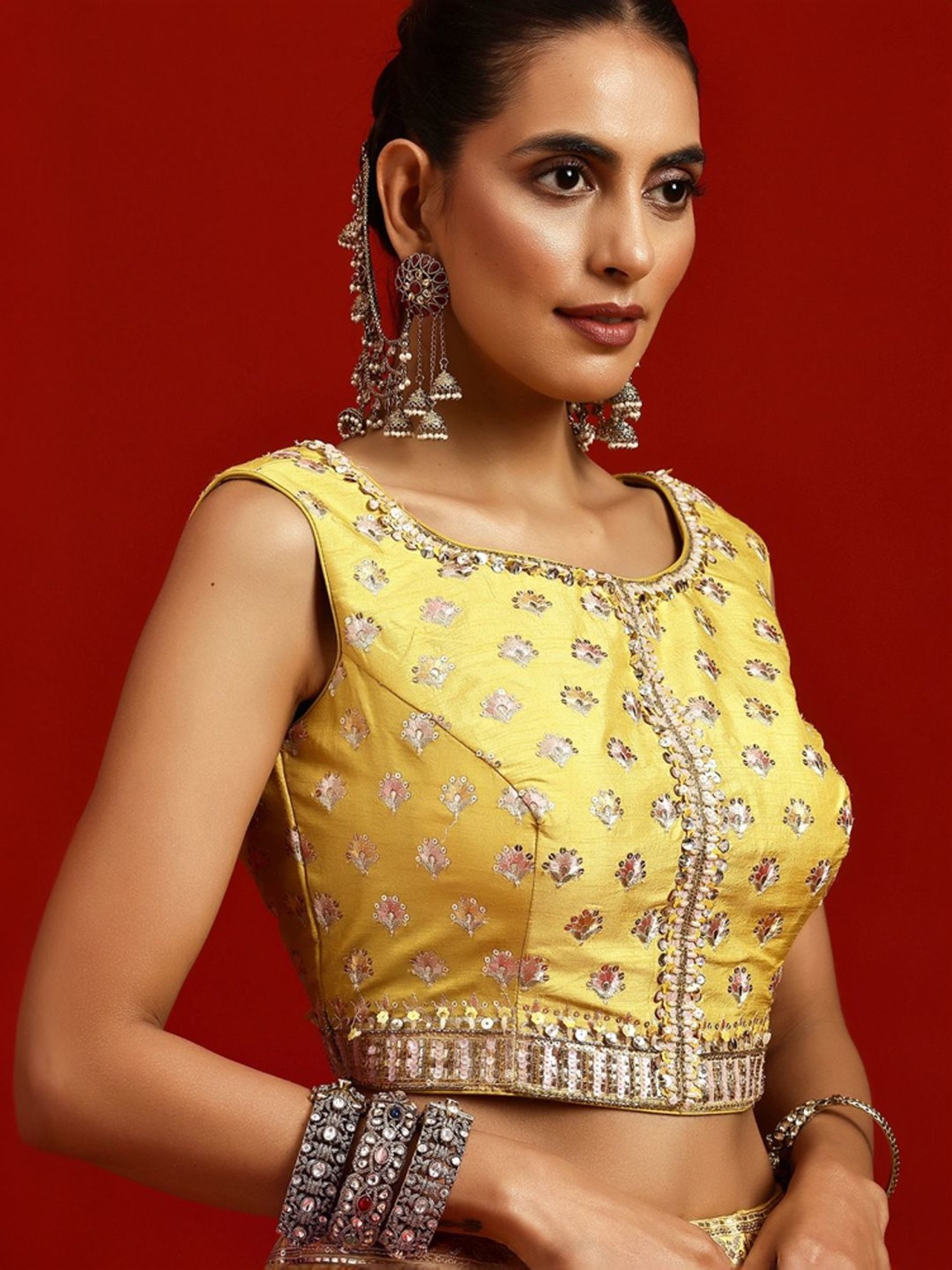 Libas Art Yellow Embroidered Lehenga Choli Set With Dupatta