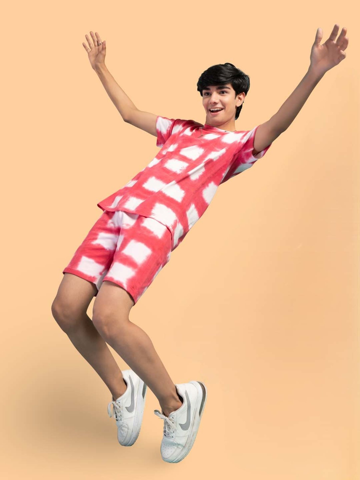 TeenTrums Kids Red & White Cotton Over Dyed T-Shirt Set