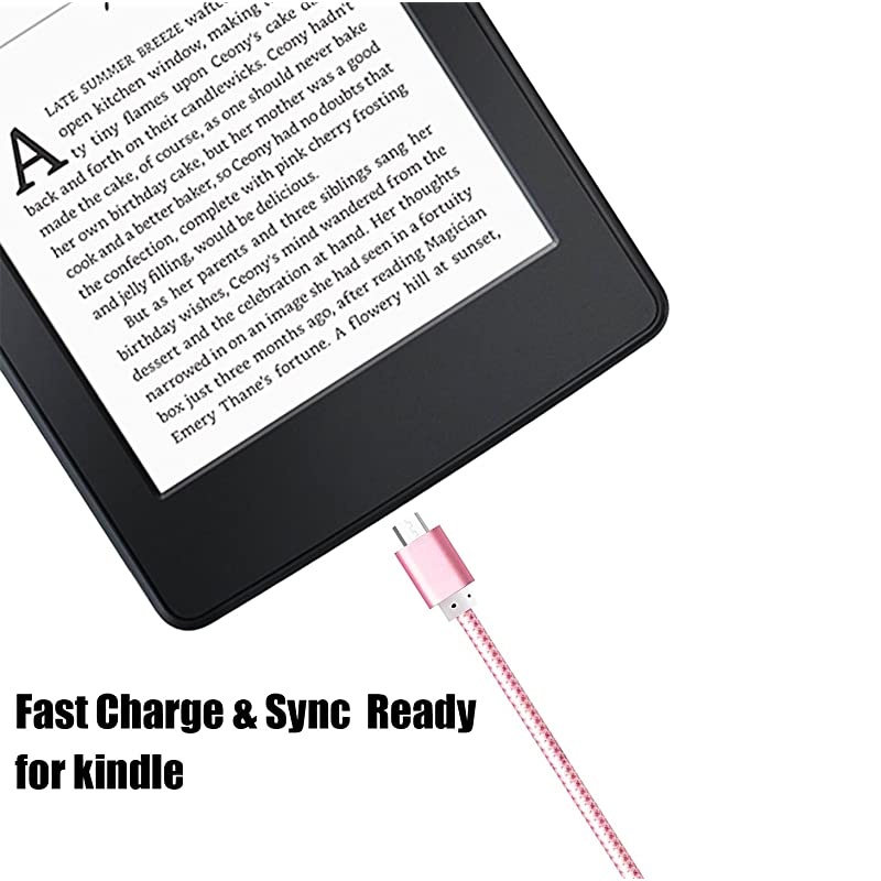 3-Pack] Micro USB Cord, Data sync and Power Charging Kindle fire Charger Cord for  Kindle Fire, Touch,HD, HDX, Kindle Paperwhite, Voyage, Oasis,  Tap,Nextbook M902R M907(Gold)