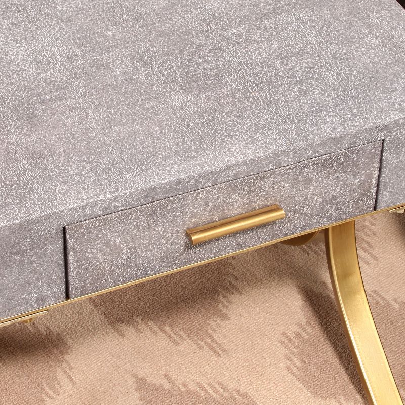 Niell Shagreen Leather End Table Gray - Abbyson Living