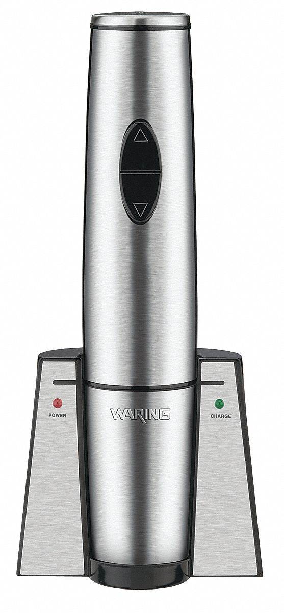 WARING PRO WWO120 Rechargeable Wine Bottle Opener, Stainless Steel