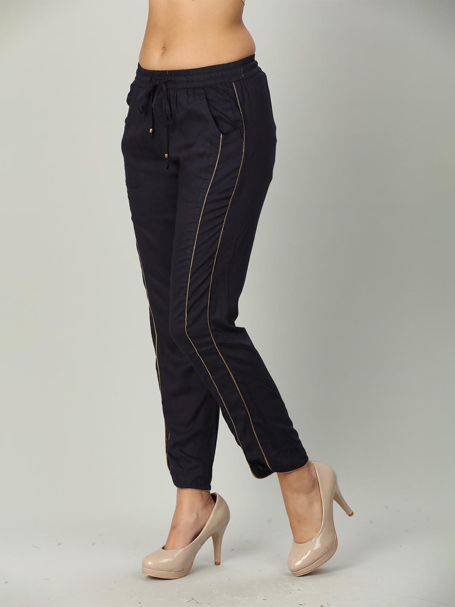 Mustard Navy Regular Fit Pants