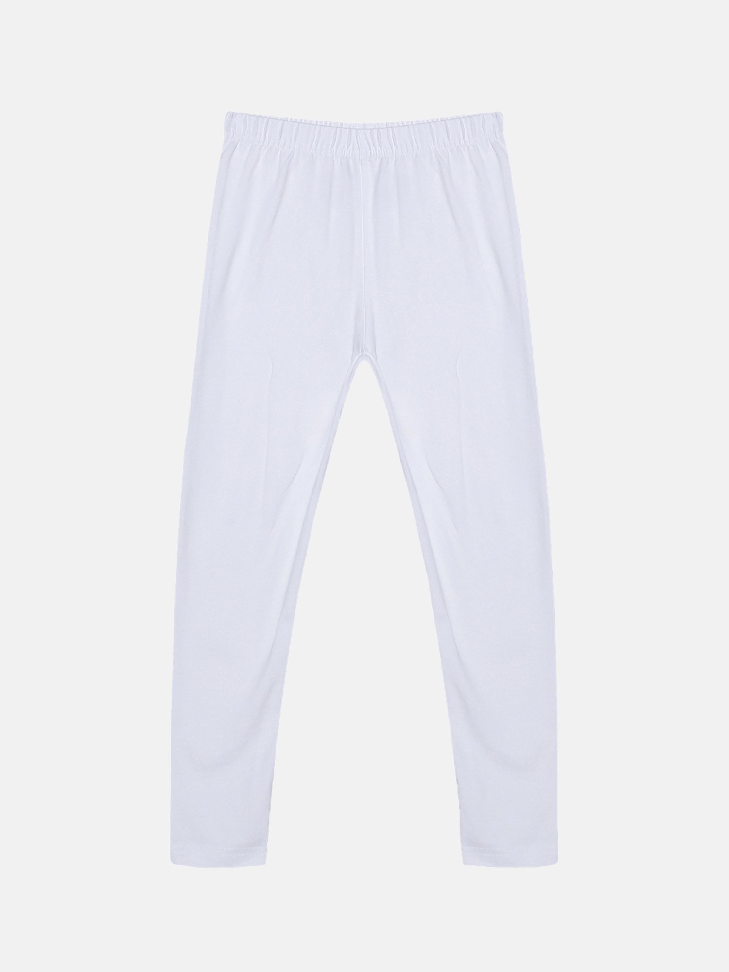 Kiddopanti Girls White & Mustard Solid Leggings (Pack Of 2)