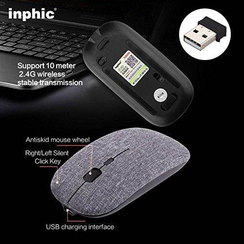 Rechargeable Wireless Mouse Mini Cordless Mice with USB Nano,Silent Click, Ultra Light & Slim for Dell/Apple/HP/Thinkpad PC Computer,Laptop,MacBook (Black Wood Grain)
