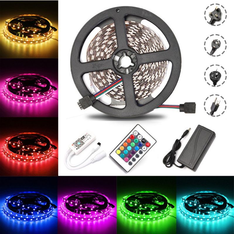 5M 60W SMD5050 Non-waterproof RGB LED Strip Light + WiFi Controller + Remote Control + Adapter DC12V US Plug