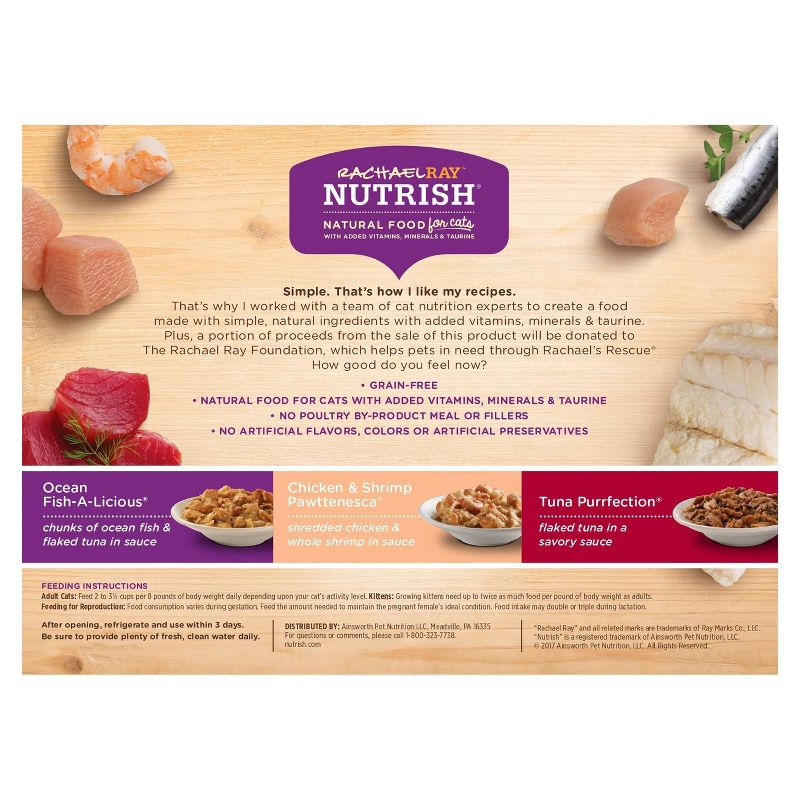 Rachael Ray Nutrish Grain Free Wet Cat Food Ocean Lovers - 2.8oz/12ct Variety Pack