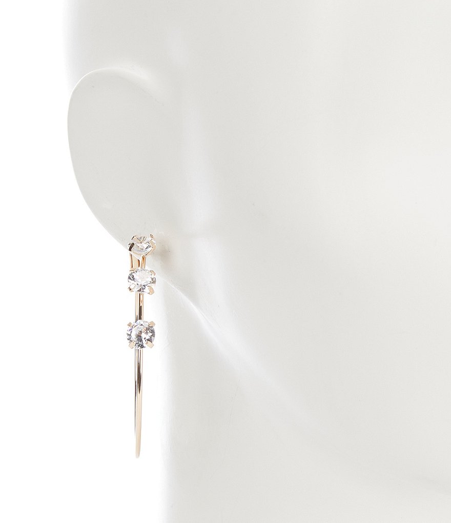 Natasha Accessories CZ Stone Hoop Earrings