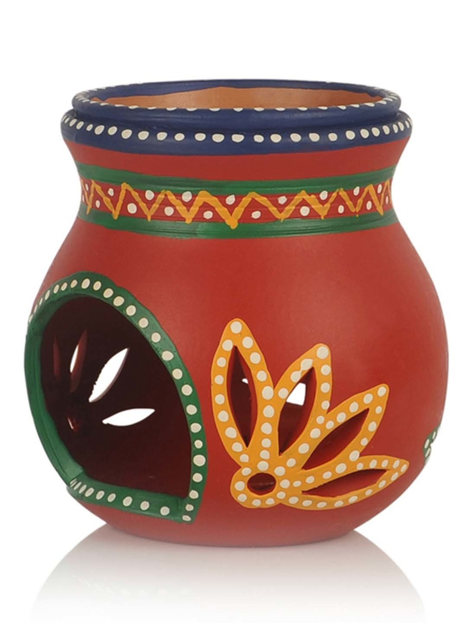 ExclusiveLane Terracotta Handpainted Aroma Diffuser In Red