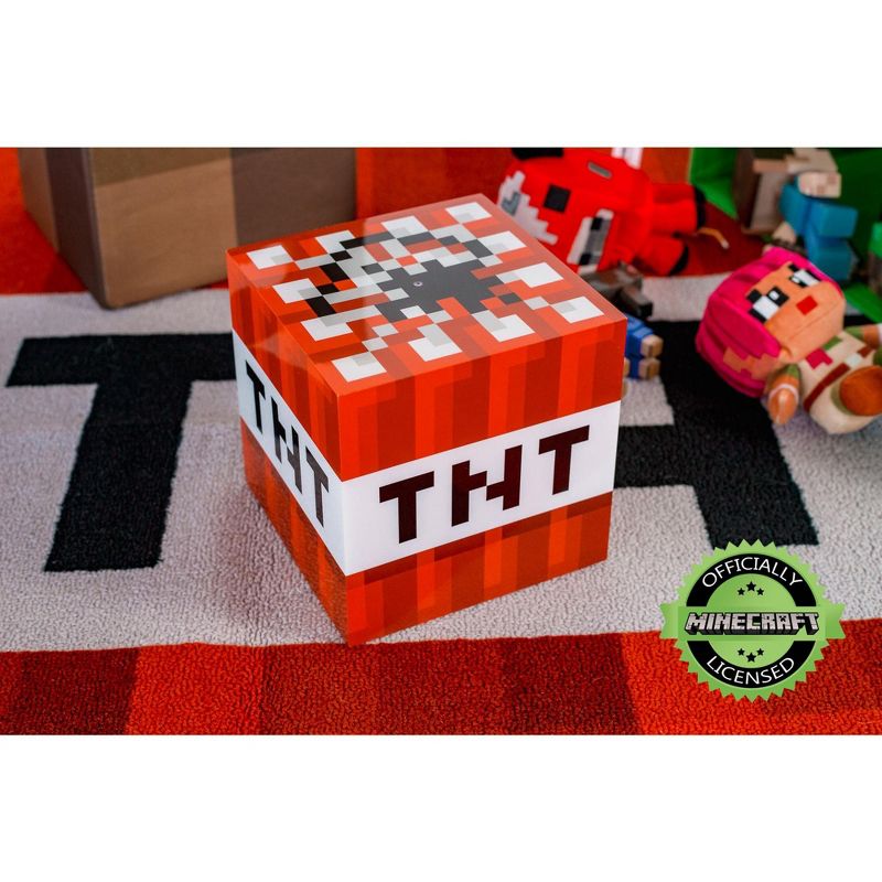 Robe Factory LLC Minecraft TNT Block 6 Inch USB LED Cool Night Light Cube Toy for Kids & Gamers