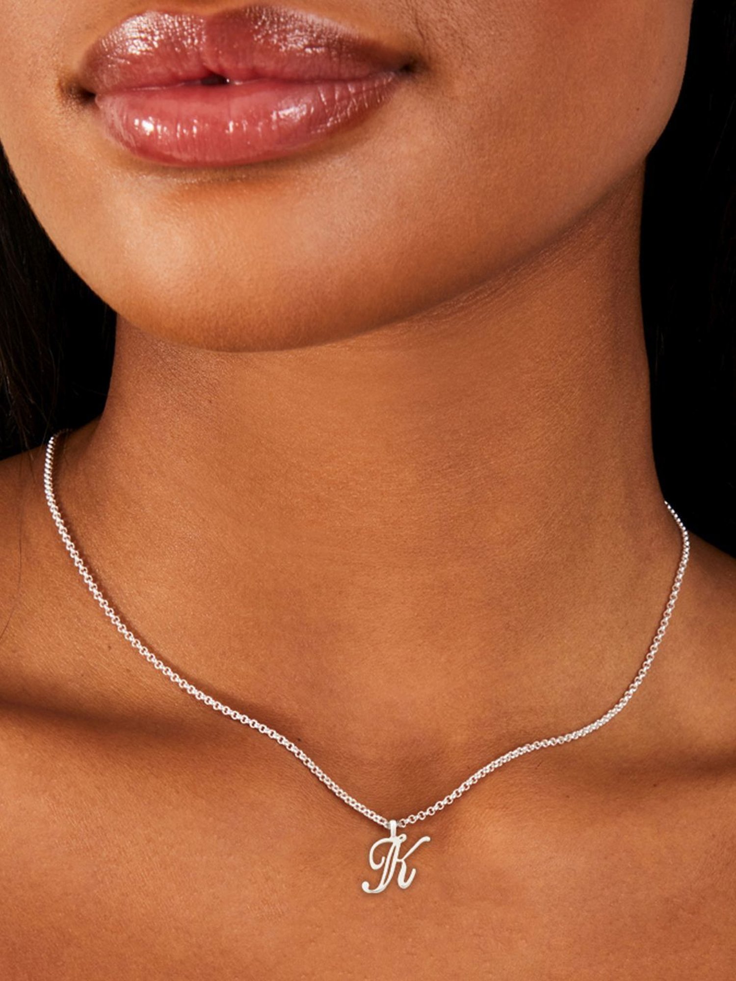 Accessorize London Women's Sterling Silver-plated Initial Necklace Letter K