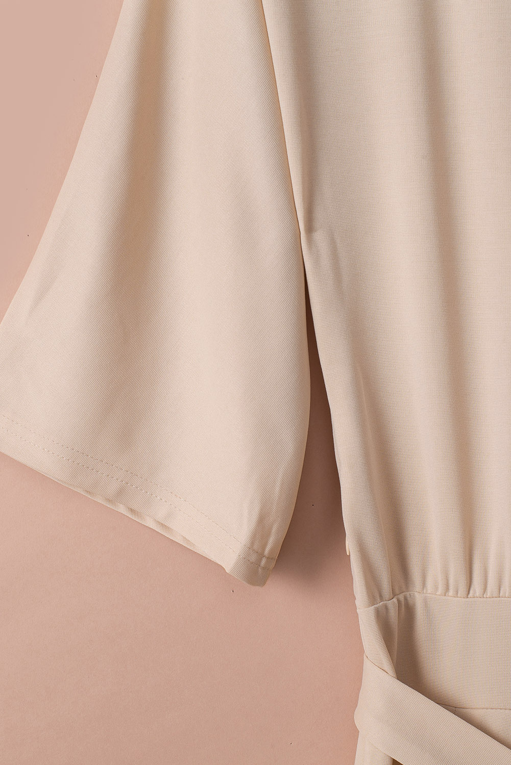 Rose Tan Solid Self Tied Straps Pleated Wide Leg Jumpsuit