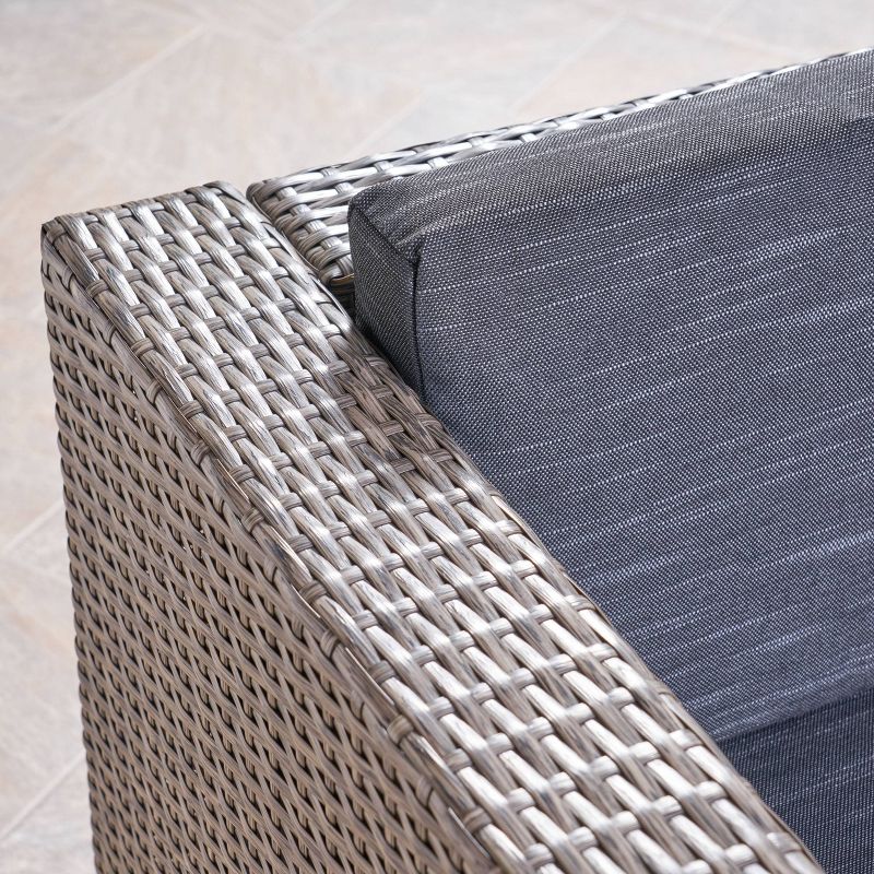 Nolan 5pc Wicker Club Chair and Round Fire Pit Set - Mixed Black/Dark Gray - Christopher Knight Home