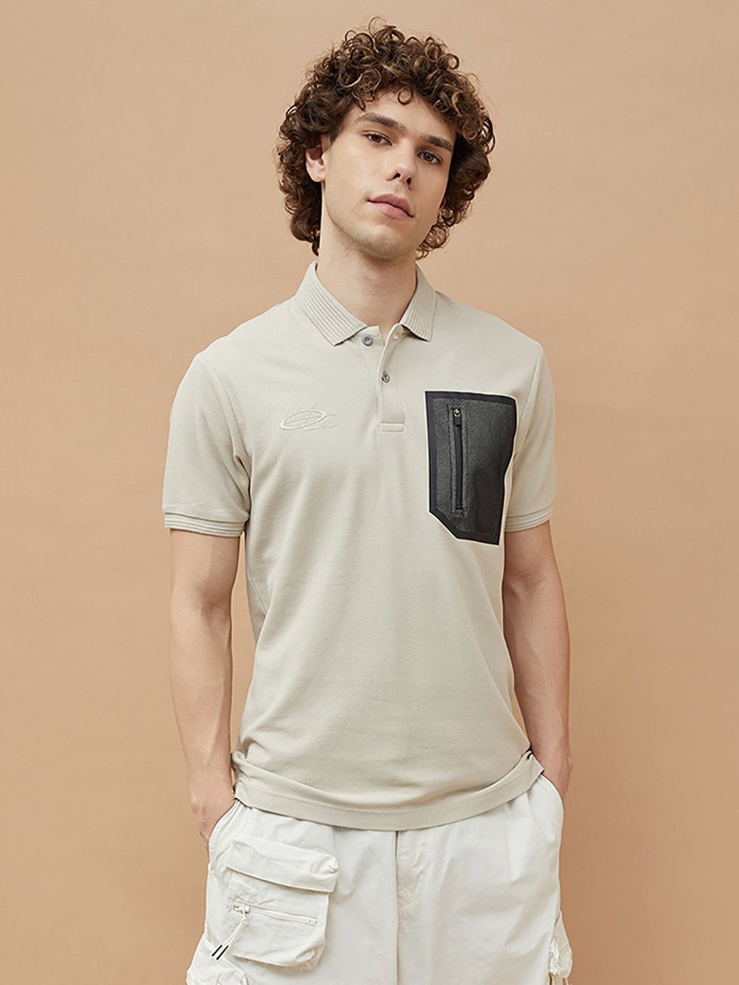 BOSSINI Beige Regular Fit Polo T-Shirt