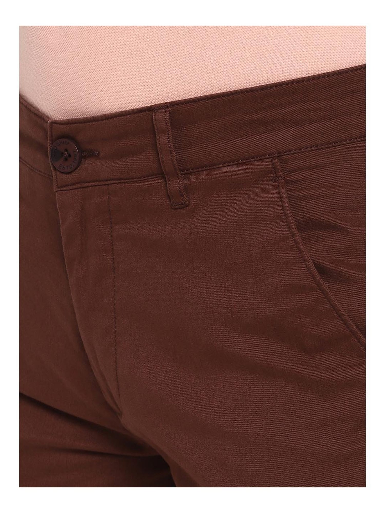 Red Chief Wine Regular Fit Flat Front Trousers