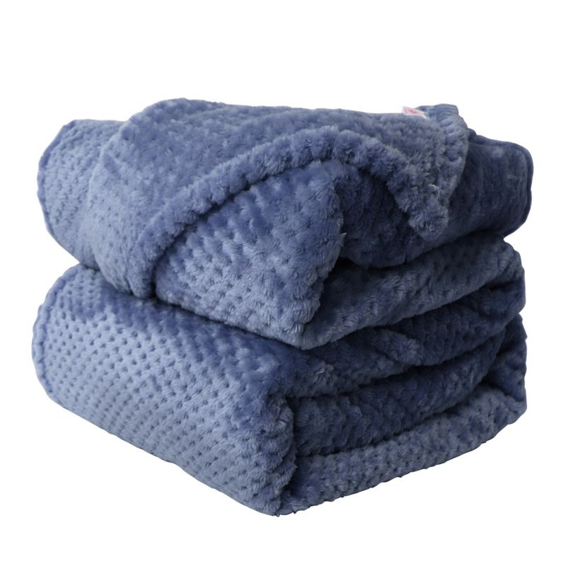 1 Pc Twin Polyester Plush Flannel Bed Blankets Smoked Blue  - PiccoCasa
