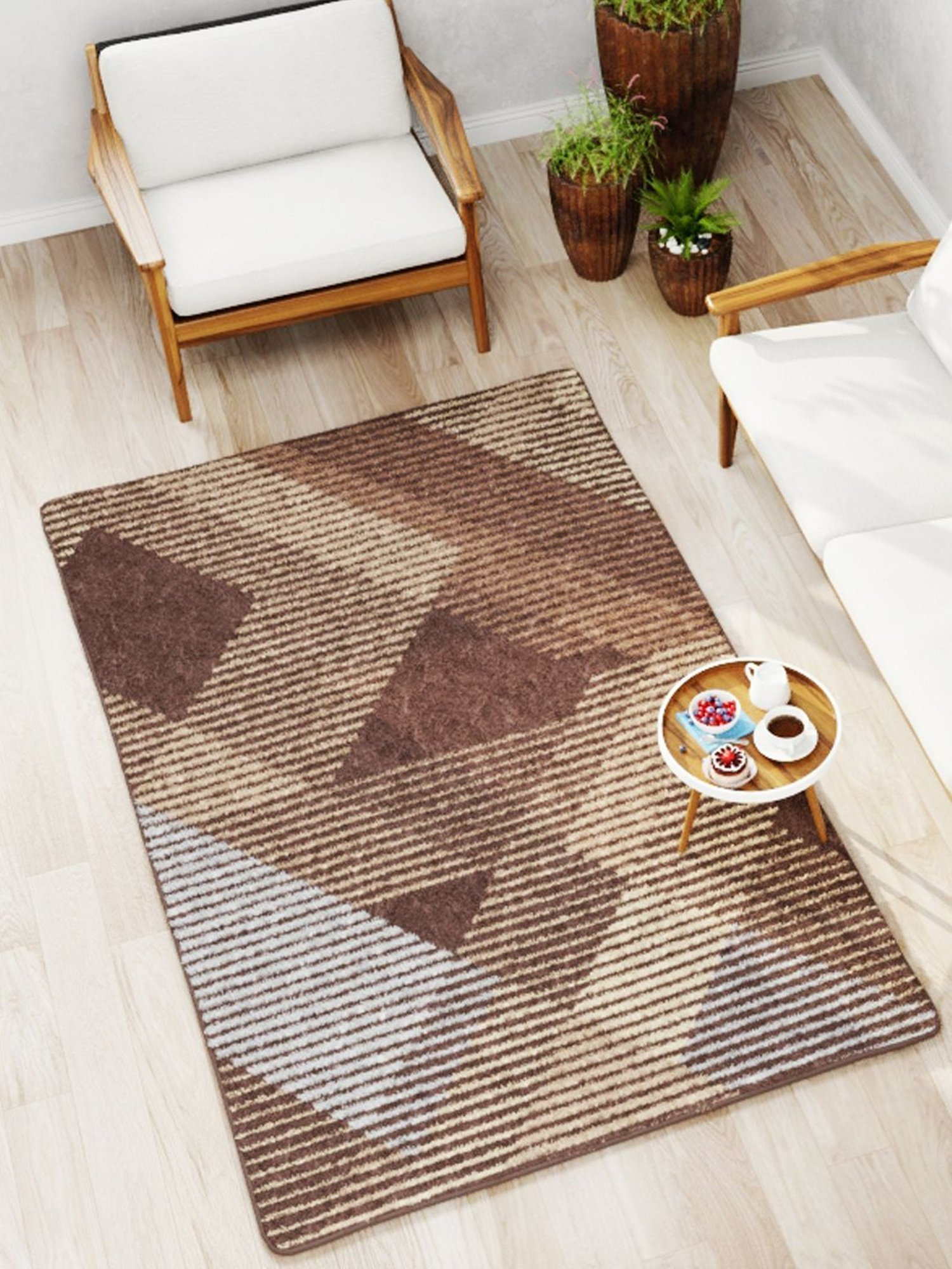 Bianca Khaki Microfibre Non-Slip Rug