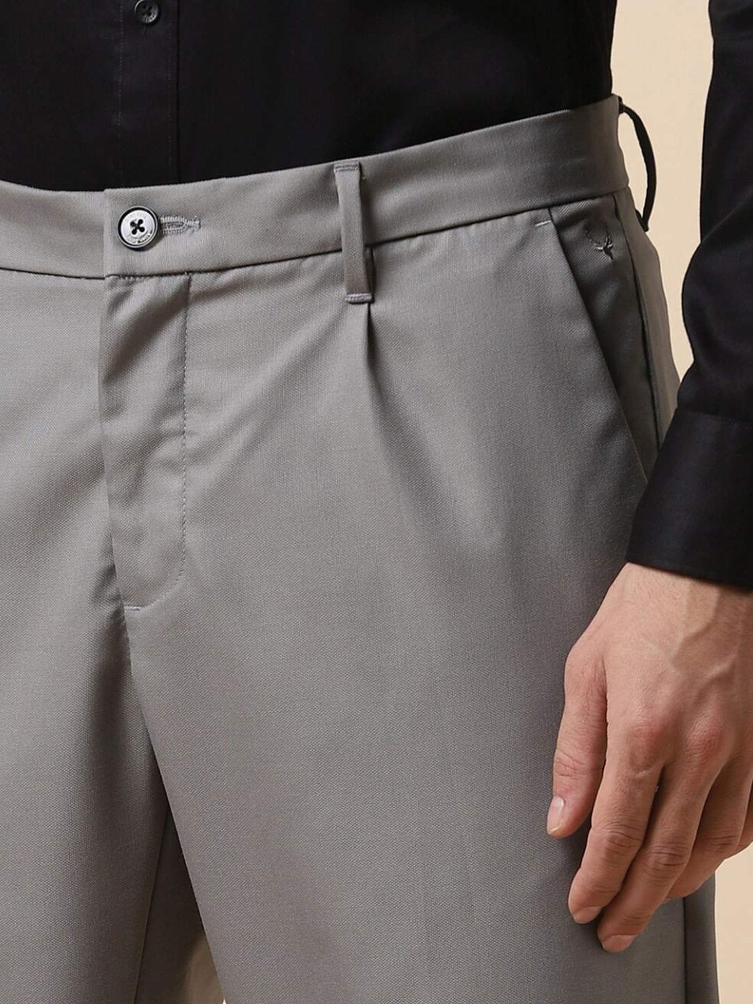 Allen Solly Grey Slim Fit Trousers