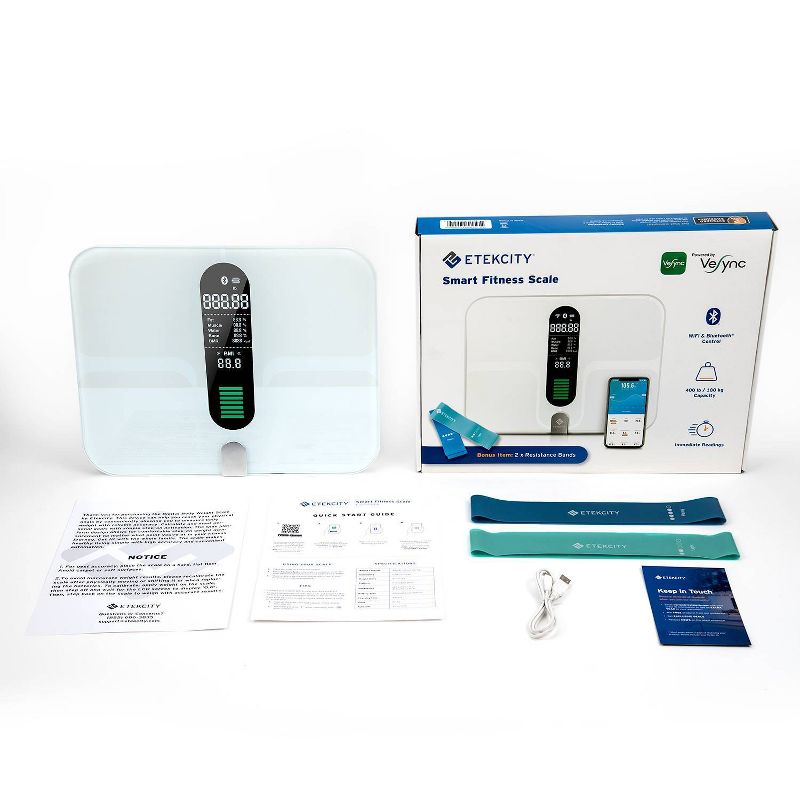 Smart Fitness Scale with Body Composition and Resistance Bands Black - Etekcity