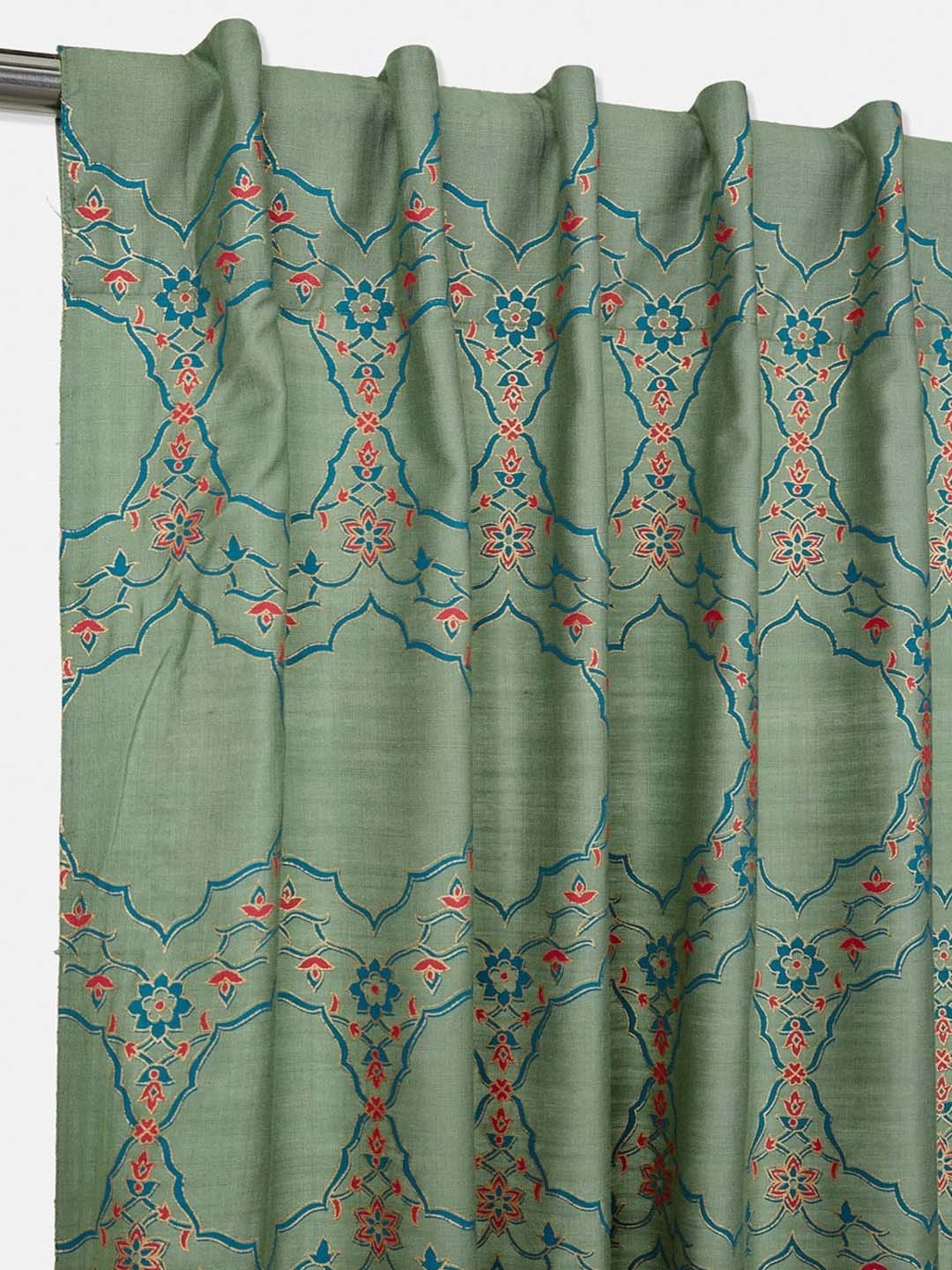 Fabindia Standalone Green Viscose Door Curtains
