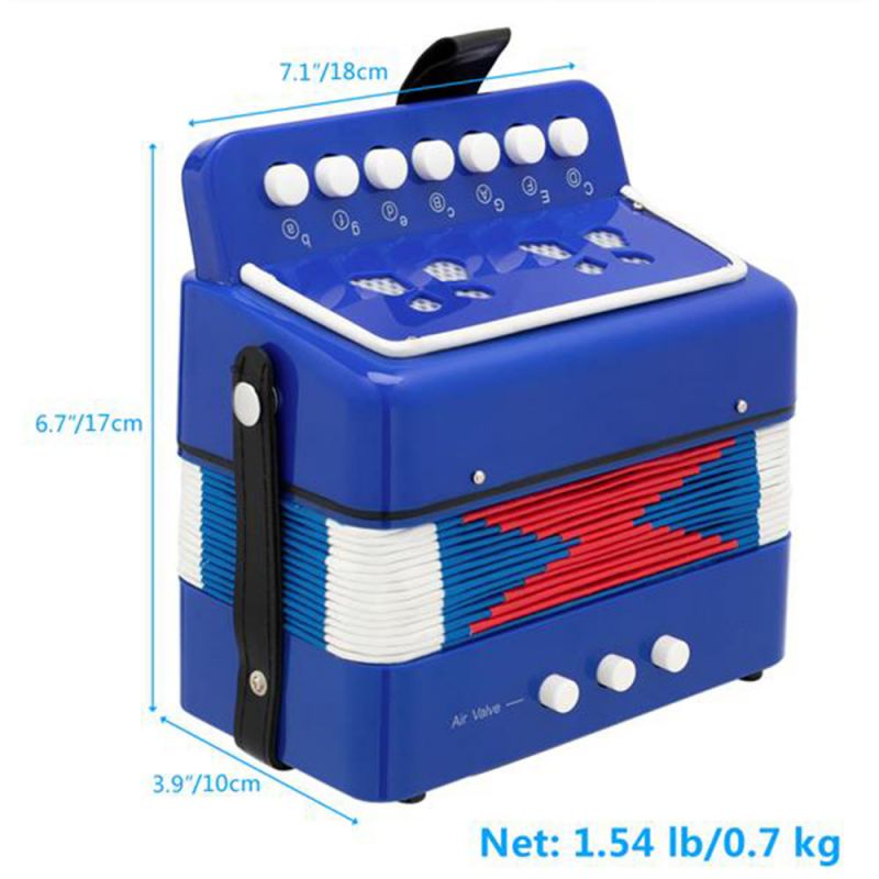 7-Key 2 Bass Kids Accordion Children's Mini Musical Instrument Easy to Learn Music Blue