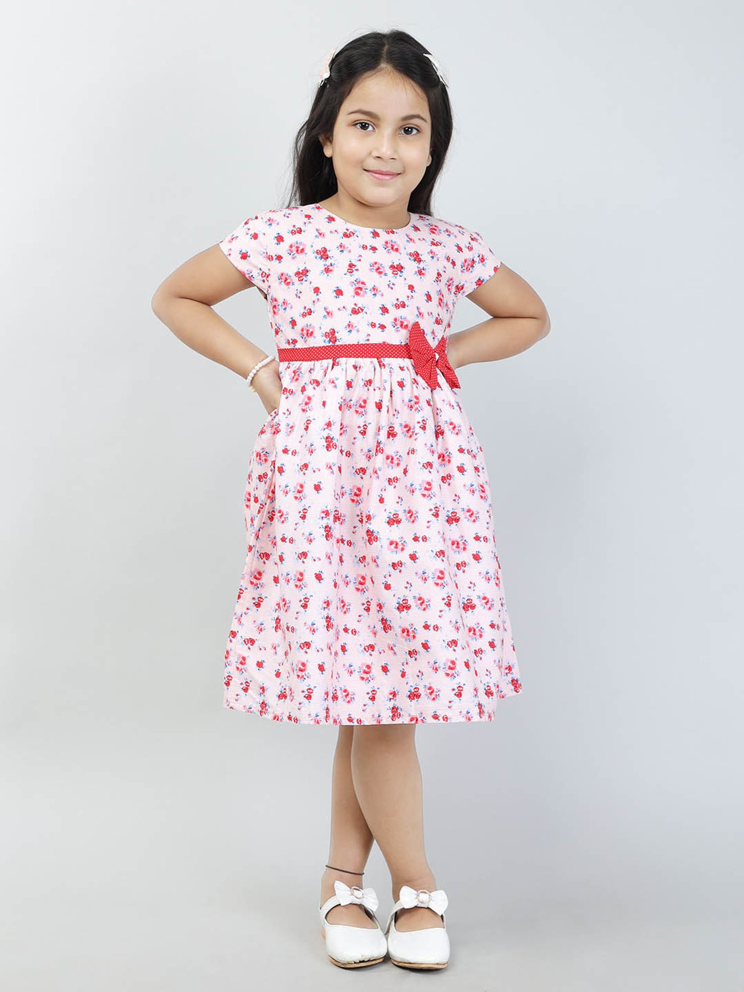 Todd N Teen Kids Light Pink Floral Print Frock