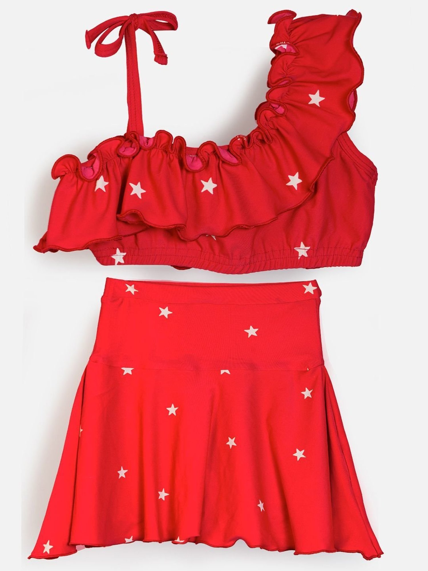 Cukoo Kids Red Printed Swimsuit