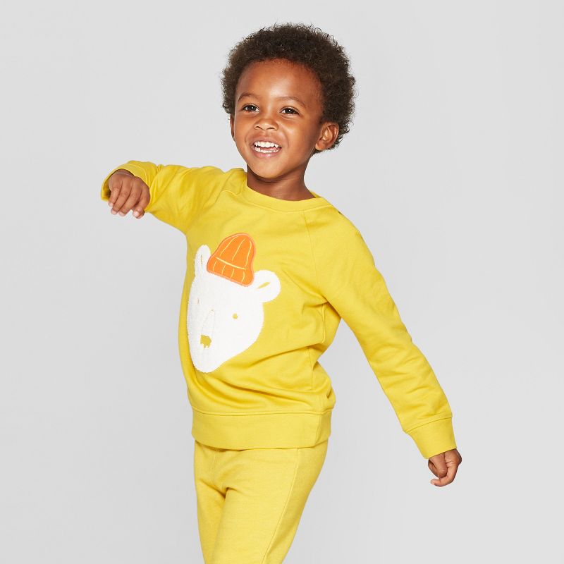 Toddler Boys' Embroidered Polar Bear Sweatshirt - Cat & Jack™ Yellow 12M