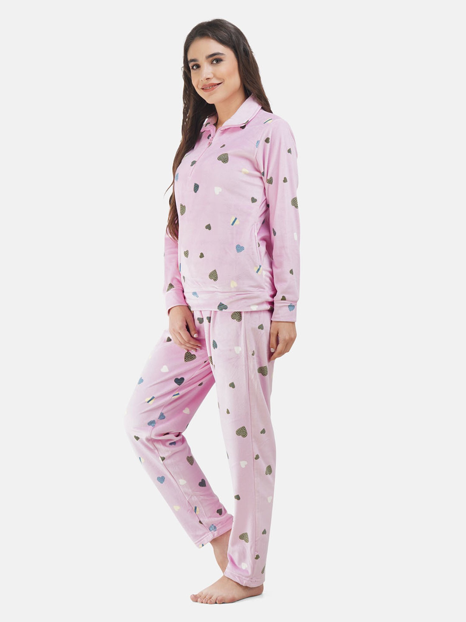 KOI SLEEPWEAR Light Pink Printed Sweatshirt With Pyjamas