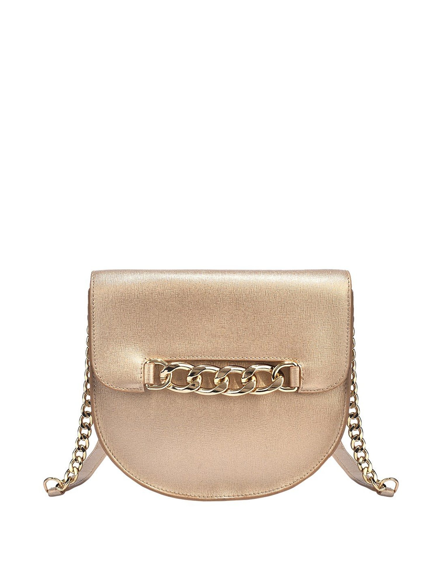 Eske Valerie Golden Solid Medium Sling Handbag